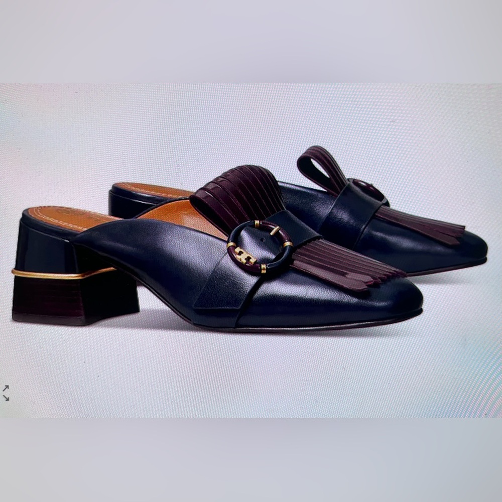 Tory Burch Navy and Burgundy Women's Mules Never Worn